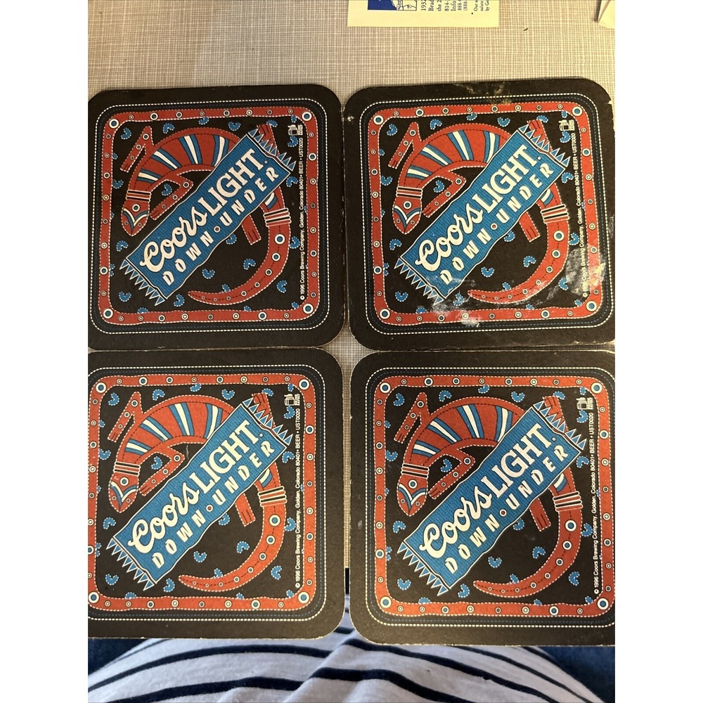 Coors Light Down Under Beer Coasters Cardboard- Set Of 4- Vintage